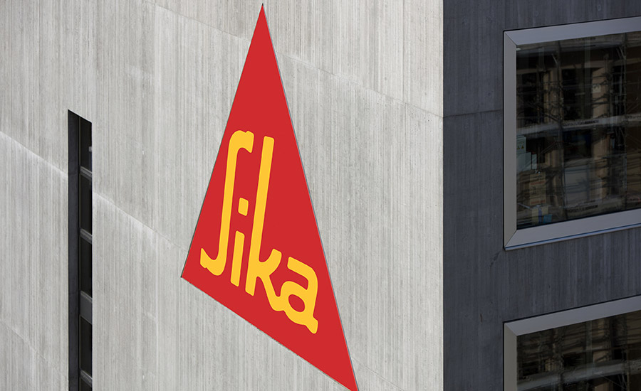 Photo of the Sika logo on the exterior wall of Sika facility in Zurich.