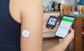 medical device for reading blood sugar levels on persons arm