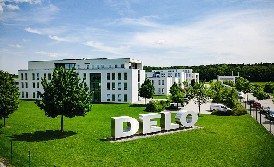  Aerial photo of DELO’s headquarters in Windach, Germany.
