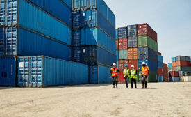 shipping containers in port